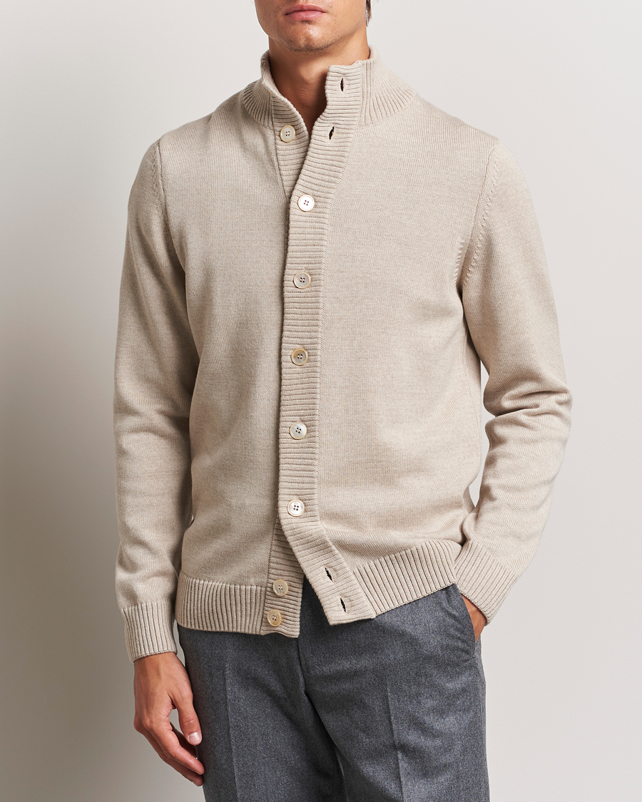 Herre | Trøjer | Stenströms | Chunky Knitted Merino Cardigan Beige