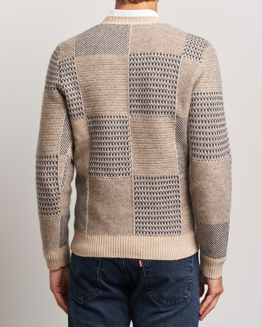 Herre | Trøjer | Stenströms | Patchwork Knitted Yak/Merino Crew Neck Brown