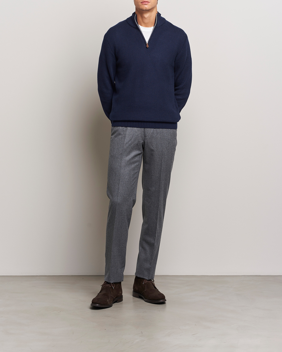 Herre | Trøjer | Stenströms | Chunky Merino Knitted Half Zip Navy