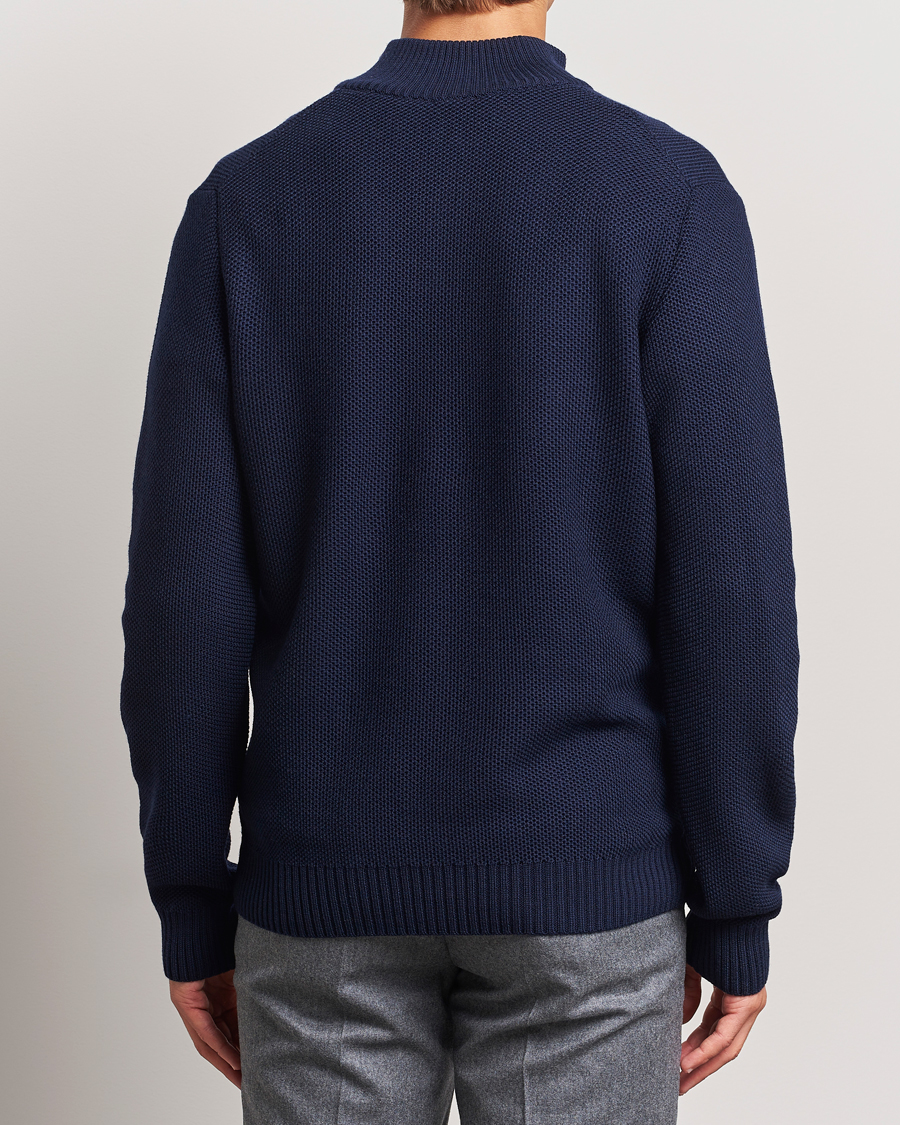 Herre | Trøjer | Stenströms | Chunky Merino Knitted Half Zip Navy