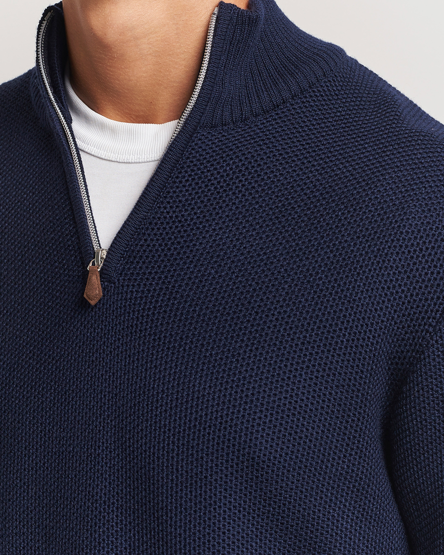 Herre | Trøjer | Stenströms | Chunky Merino Knitted Half Zip Navy