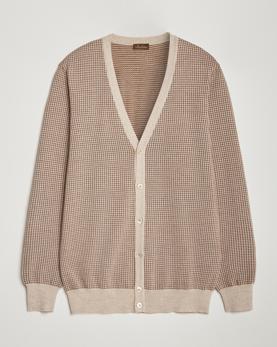 Herre | Trøjer | Stenströms | Pepita Merino Wool Cardigan Brown