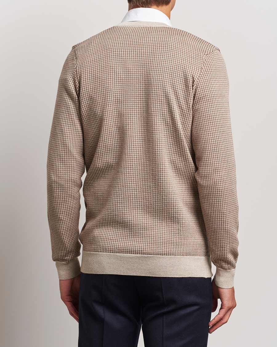 Herre | Trøjer | Stenströms | Pepita Merino Wool Cardigan Brown