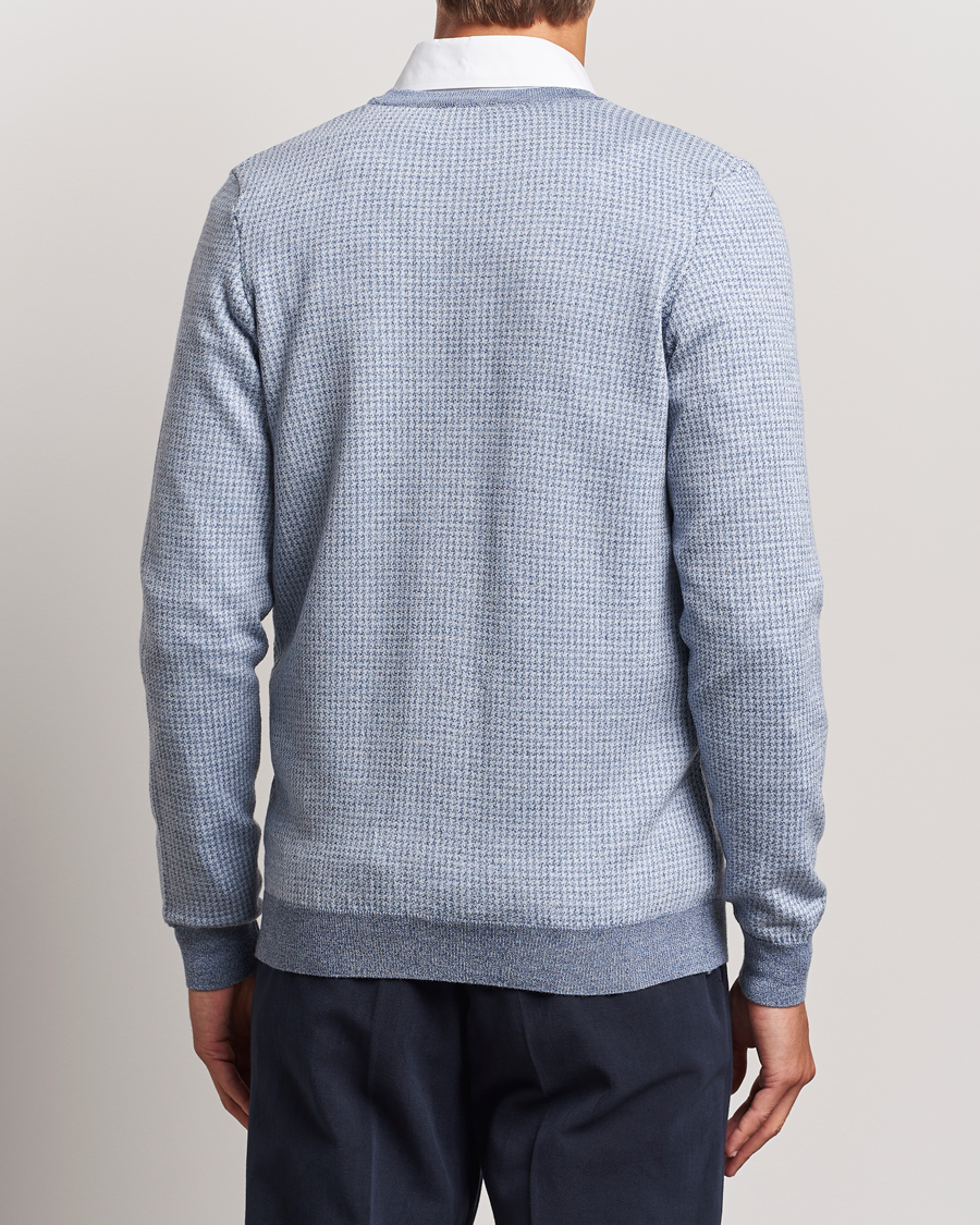 Herre | Trøjer | Stenströms | Pepita Merino Wool Cardigan Navy