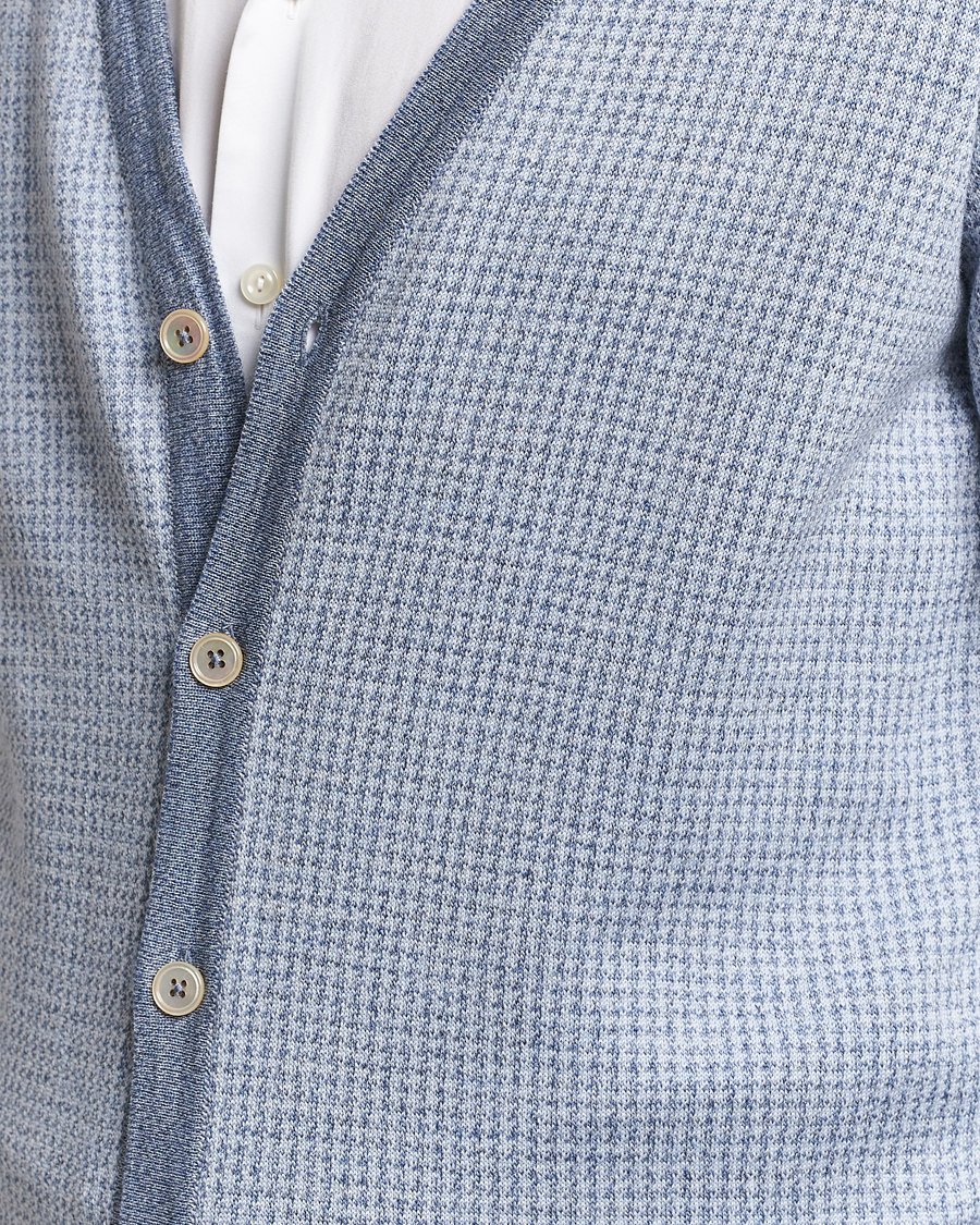 Herre | Trøjer | Stenströms | Pepita Merino Wool Cardigan Navy