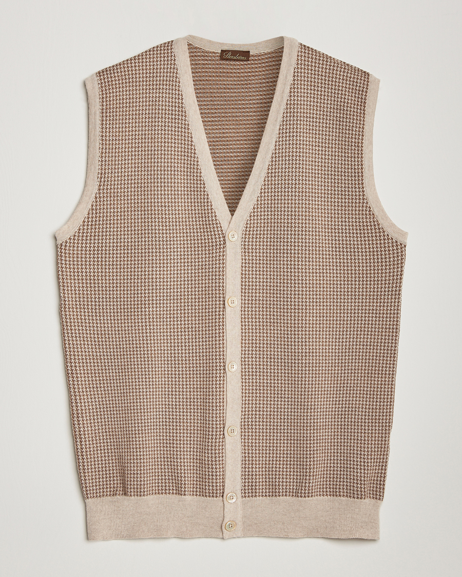 Herre | Trøjer | Stenströms | Pepita Merino Wool Vest Brown