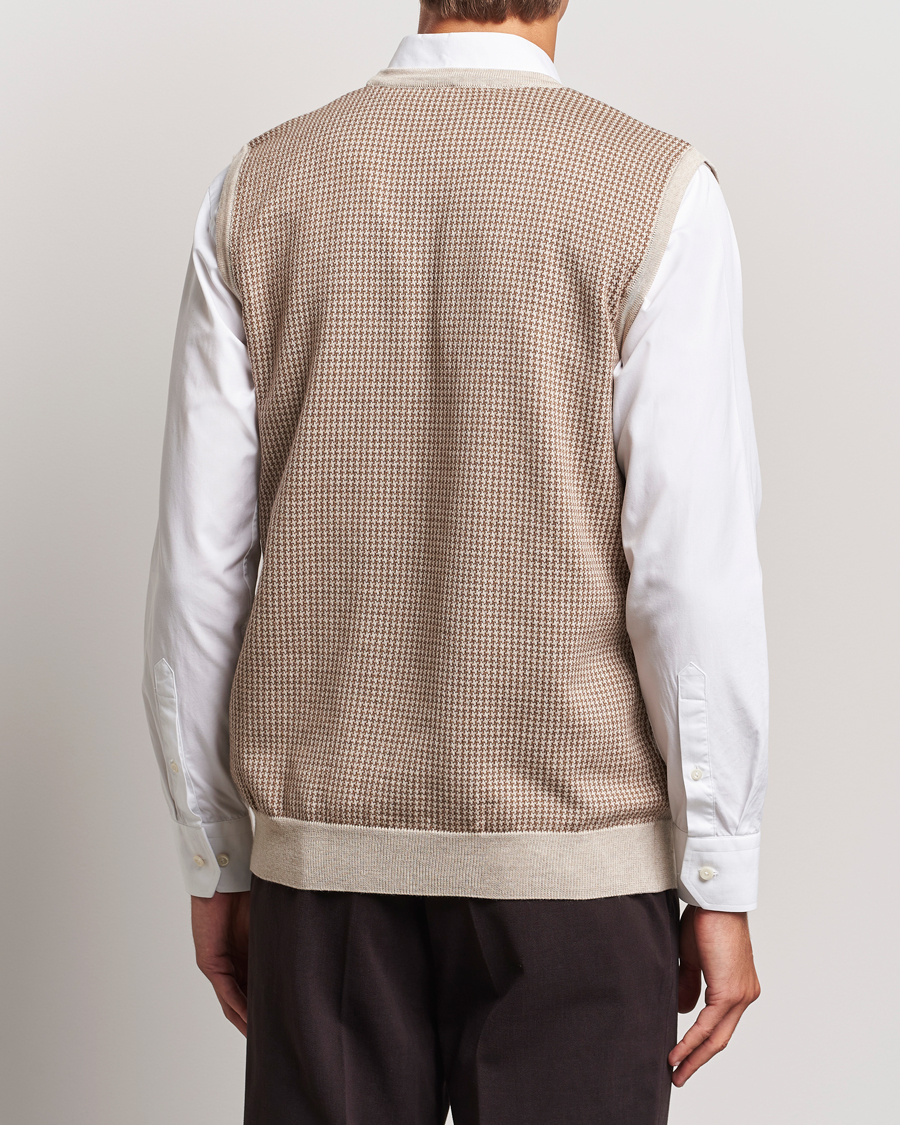 Herre | Trøjer | Stenströms | Pepita Merino Wool Vest Brown