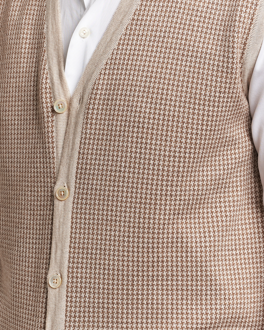 Herre | Trøjer | Stenströms | Pepita Merino Wool Vest Brown