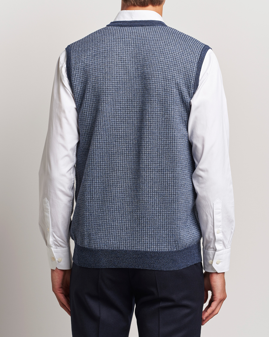 Herre | Trøjer | Stenströms | Pepita Merino Wool Vest Navy