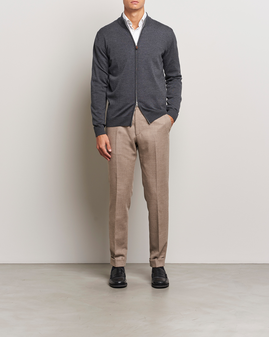 Herre | Trøjer | Stenströms | Merino Full Zip Dark Grey