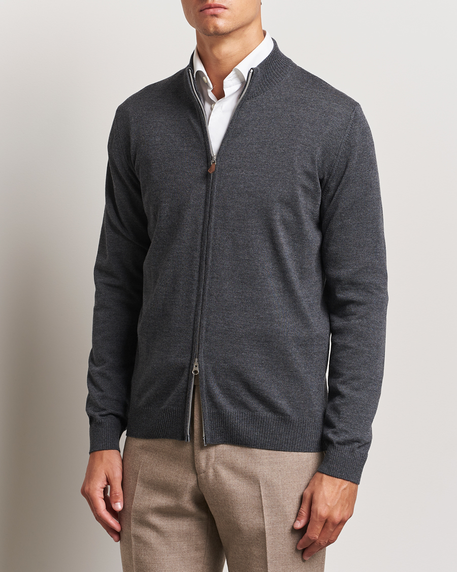 Herre | Trøjer | Stenströms | Merino Full Zip Dark Grey