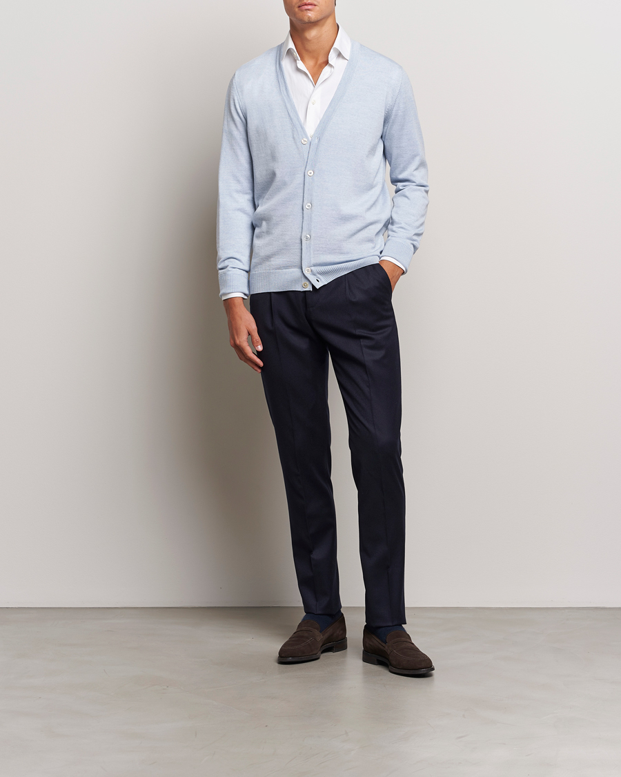 Herre | Trøjer | Stenströms | Merino Cardigan Light Blue