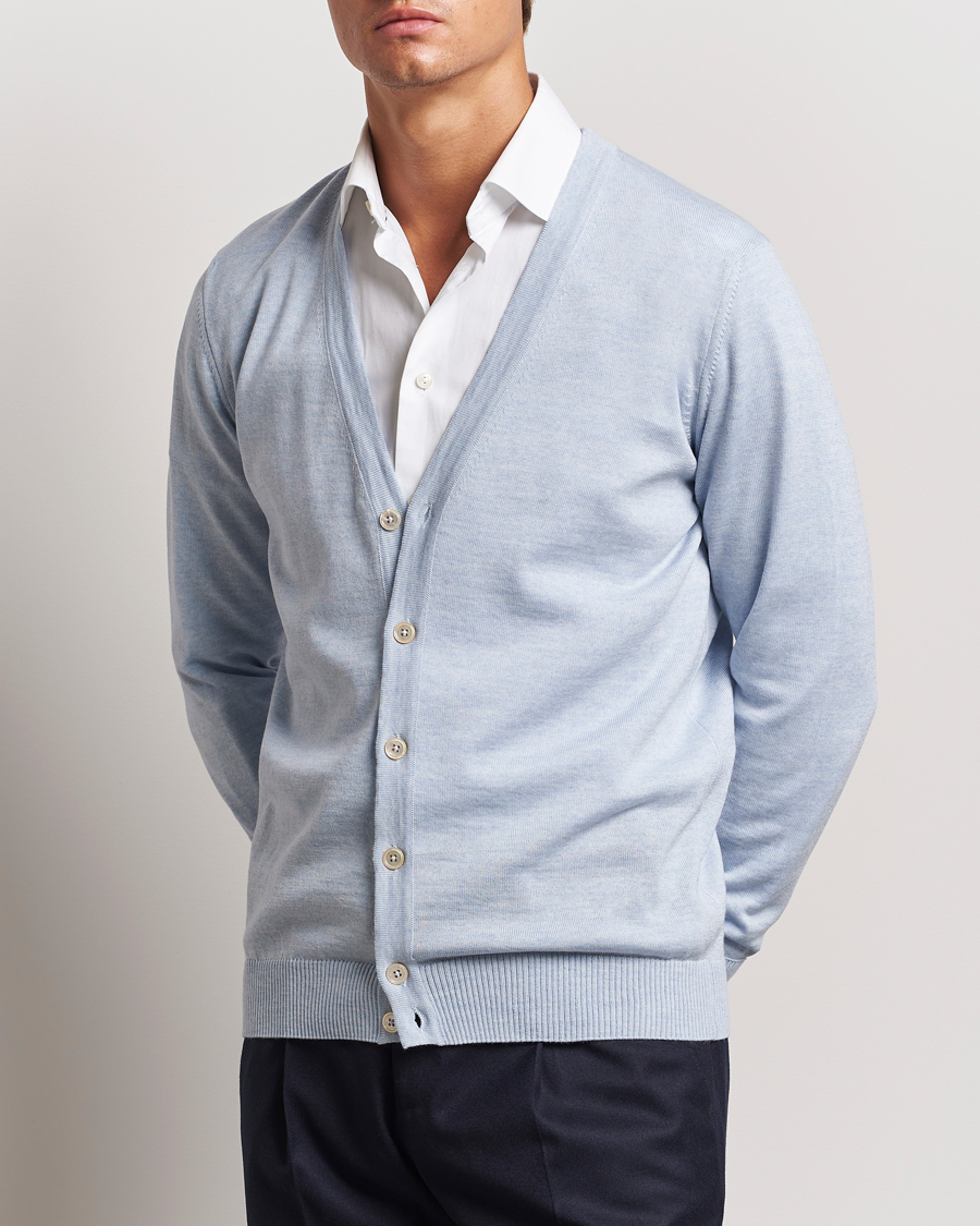 Herre | Trøjer | Stenströms | Merino Cardigan Light Blue