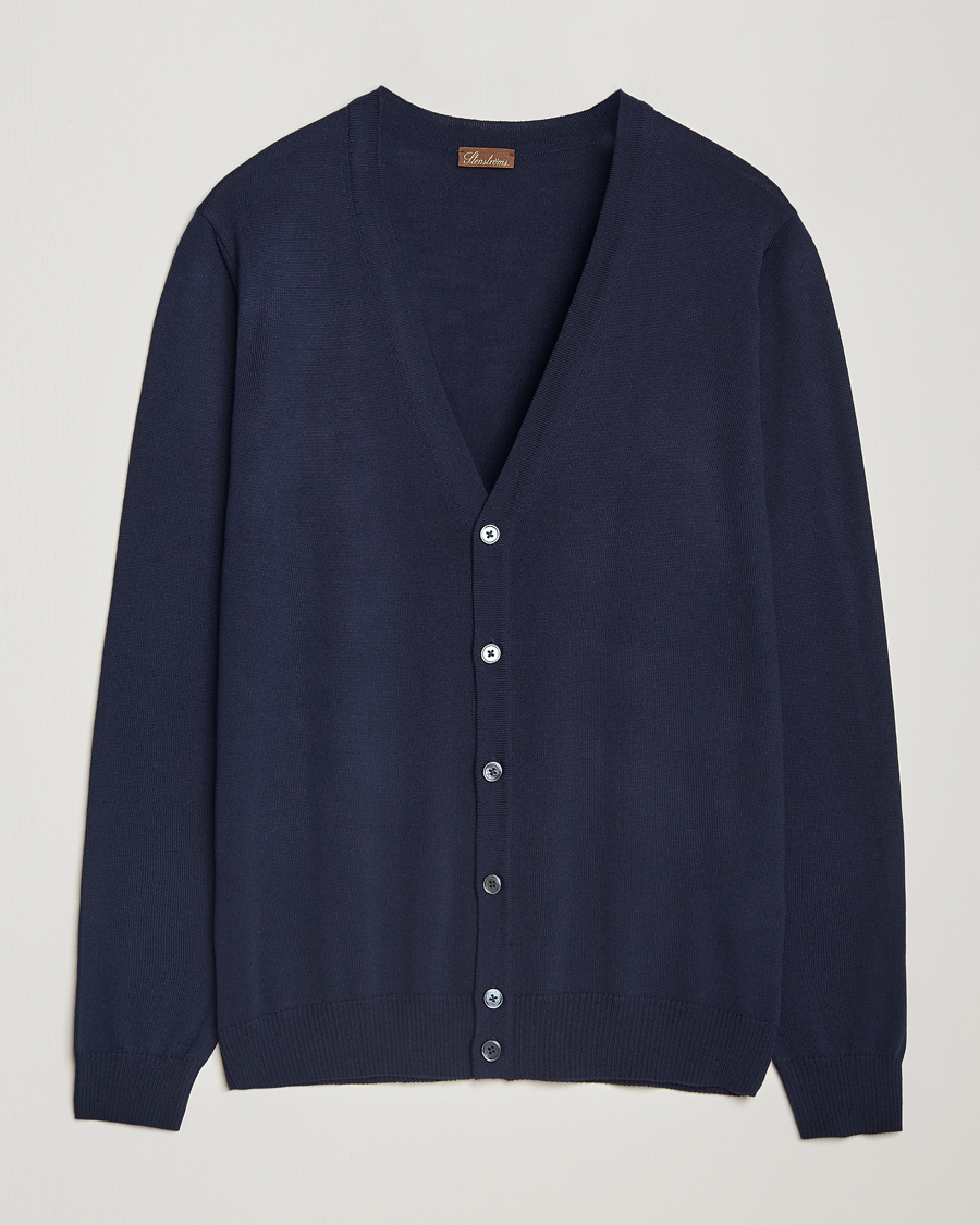 Herre | Trøjer | Stenströms | Merino Cardigan Navy