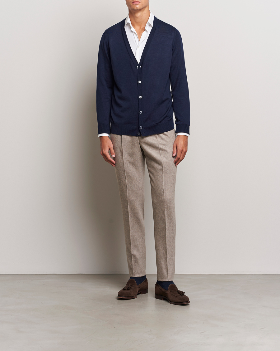 Herre | Trøjer | Stenströms | Merino Cardigan Navy