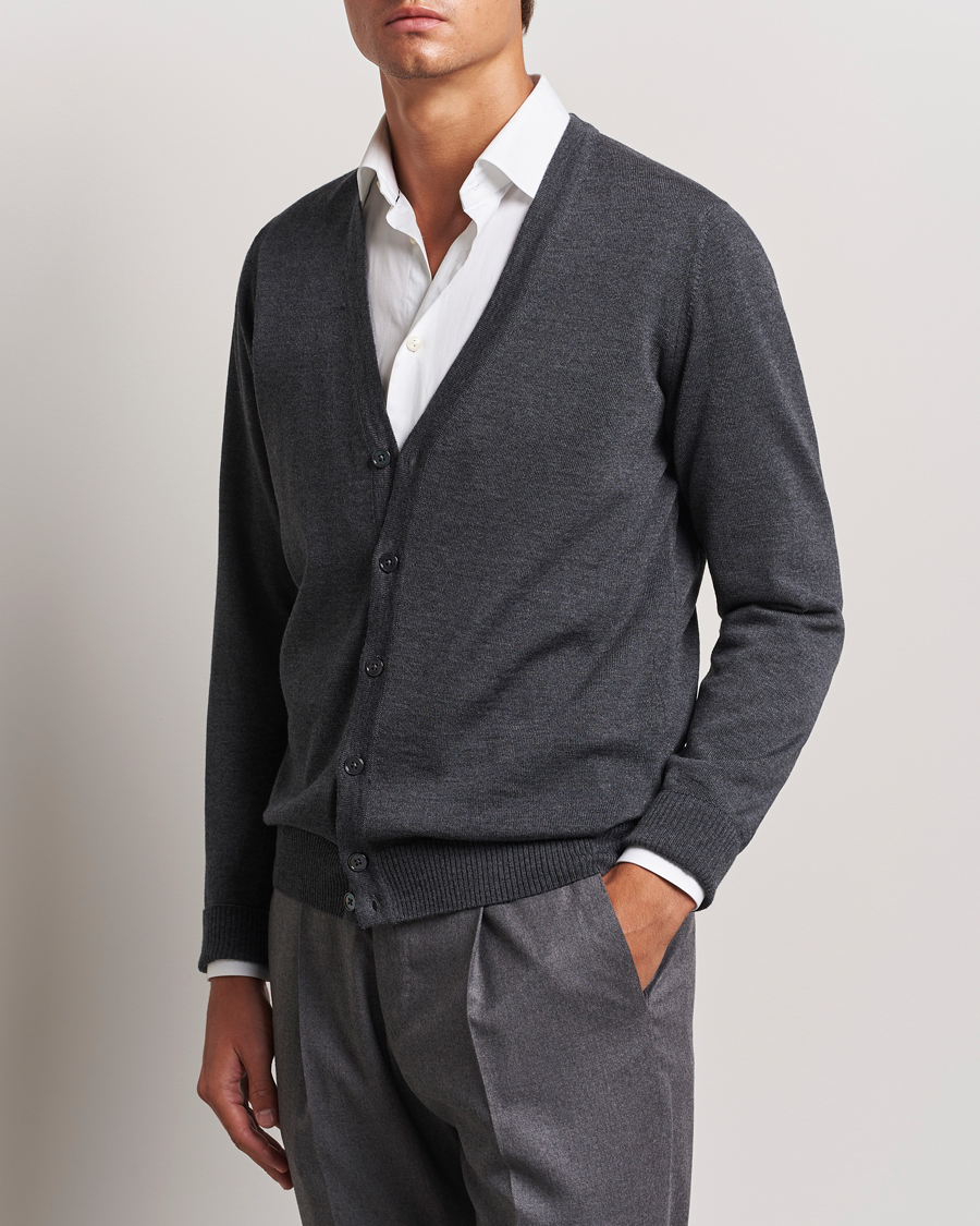 Herre | Trøjer | Stenströms | Merino Cardigan Dark Grey