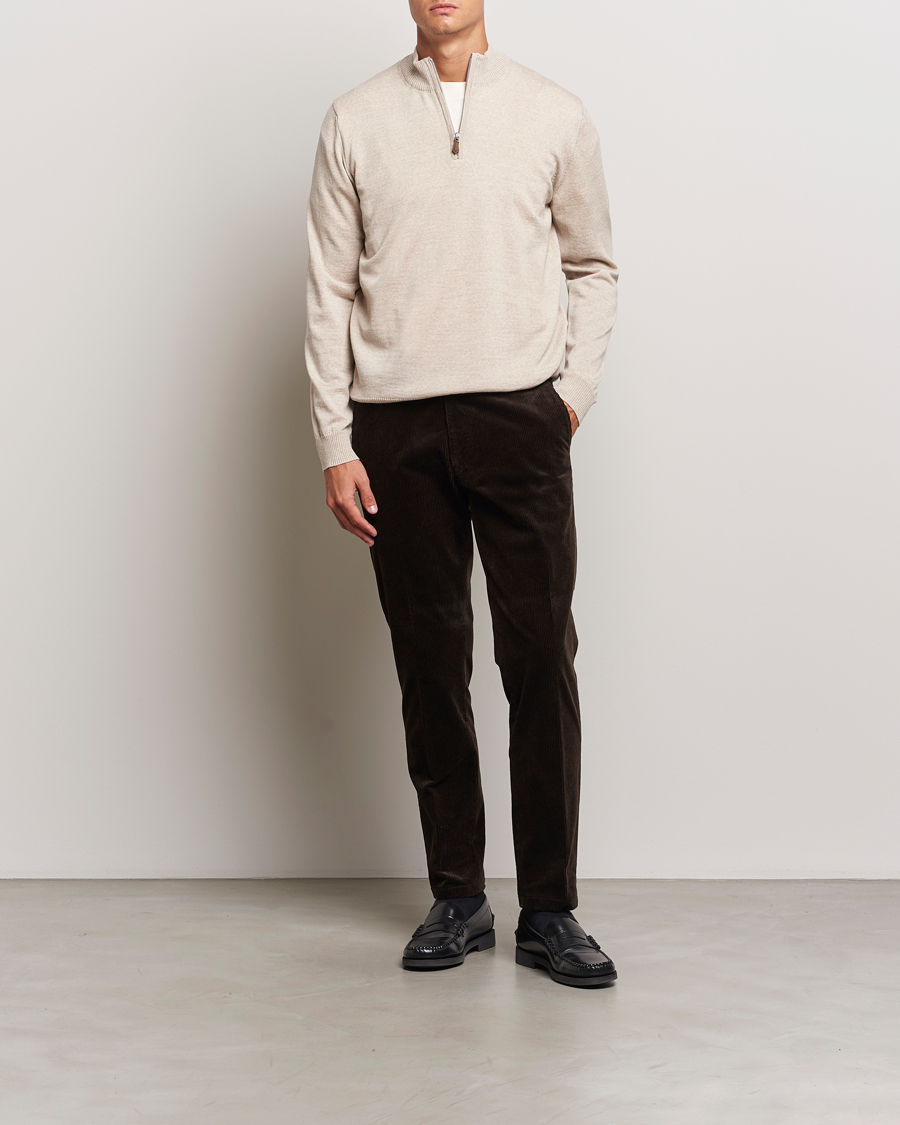 Herre | Trøjer | Stenströms | Merino Half Zip Beige