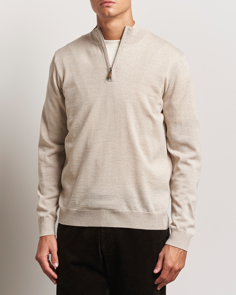 Herre | Trøjer | Stenströms | Merino Half Zip Beige