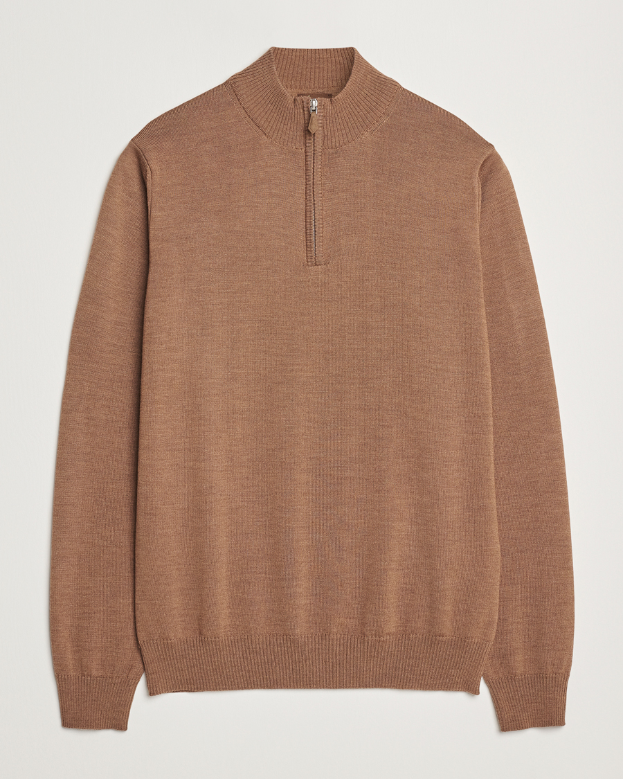 Herre | Trøjer | Stenströms | Merino Half Zip Brown