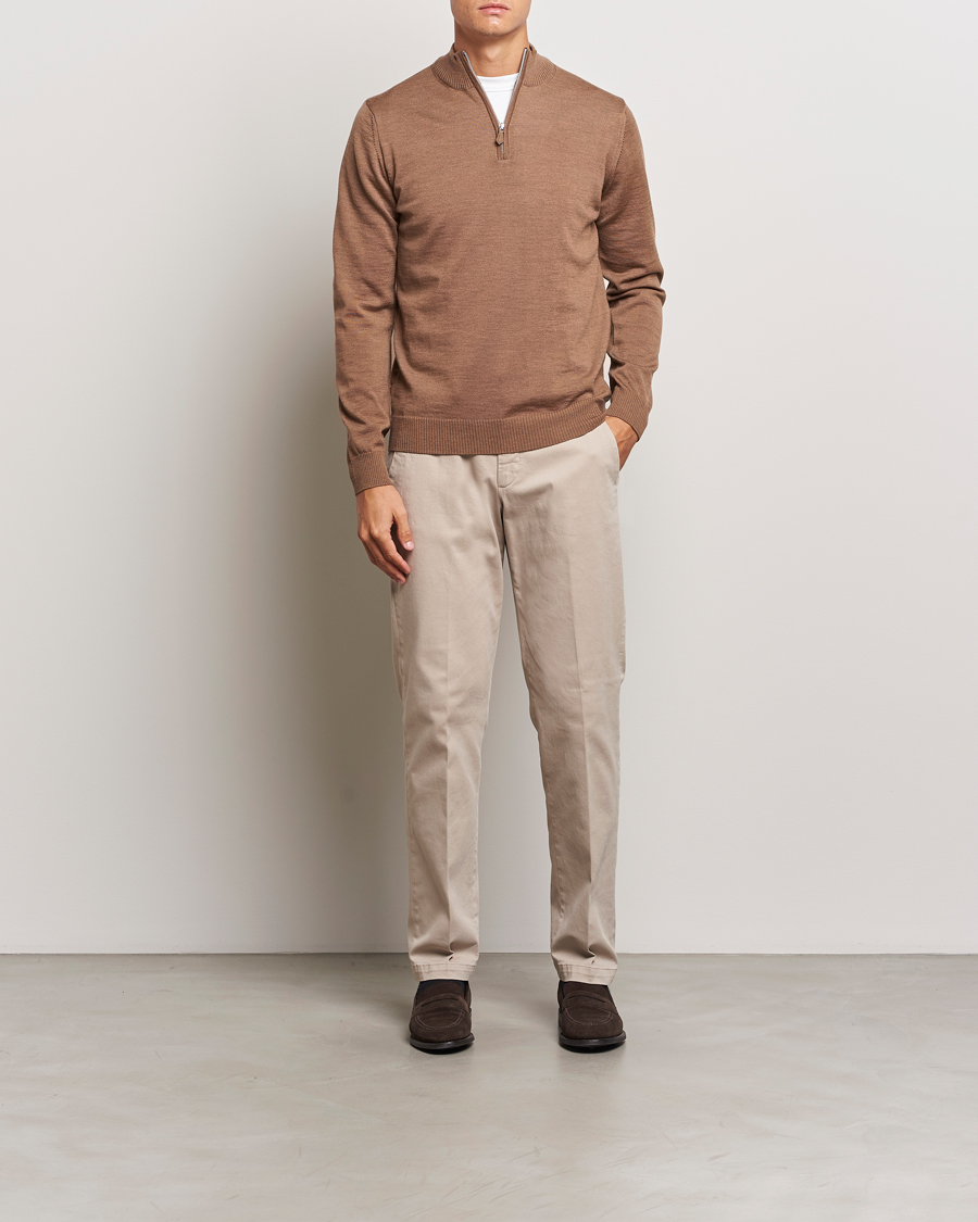 Herre | Trøjer | Stenströms | Merino Half Zip Brown