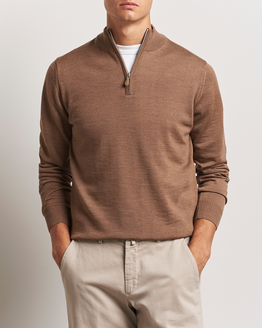 Herre | Trøjer | Stenströms | Merino Half Zip Brown