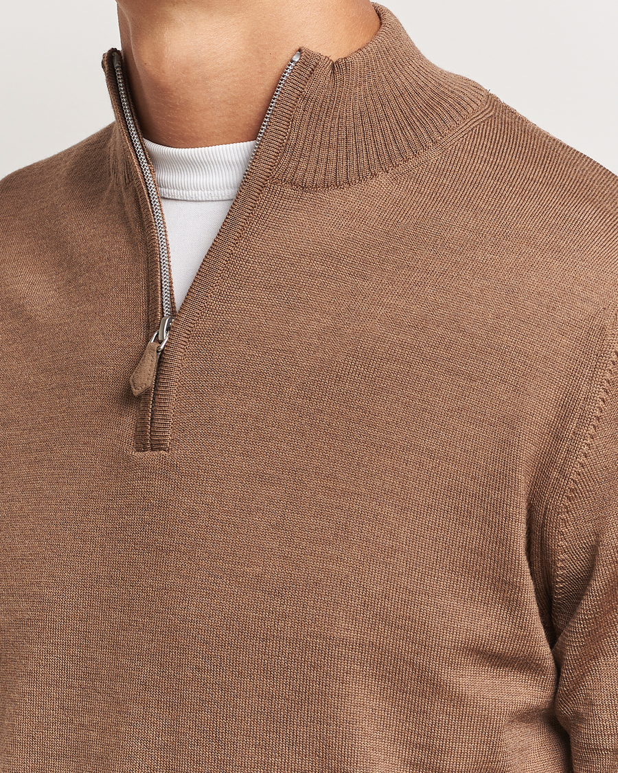 Herre | Trøjer | Stenströms | Merino Half Zip Brown