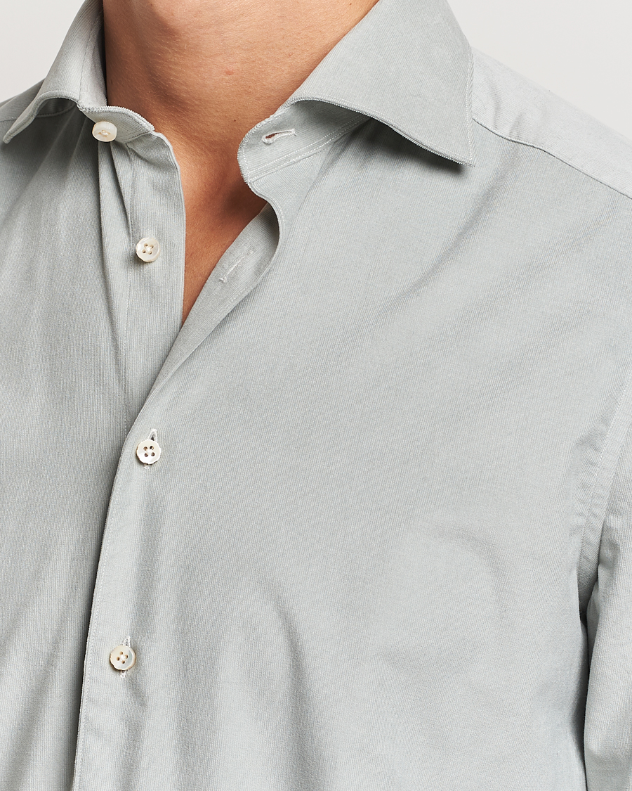 Herre | Skjorter | Stenströms | 1899 Velvet Baby Corduroy Shirt Soft Green