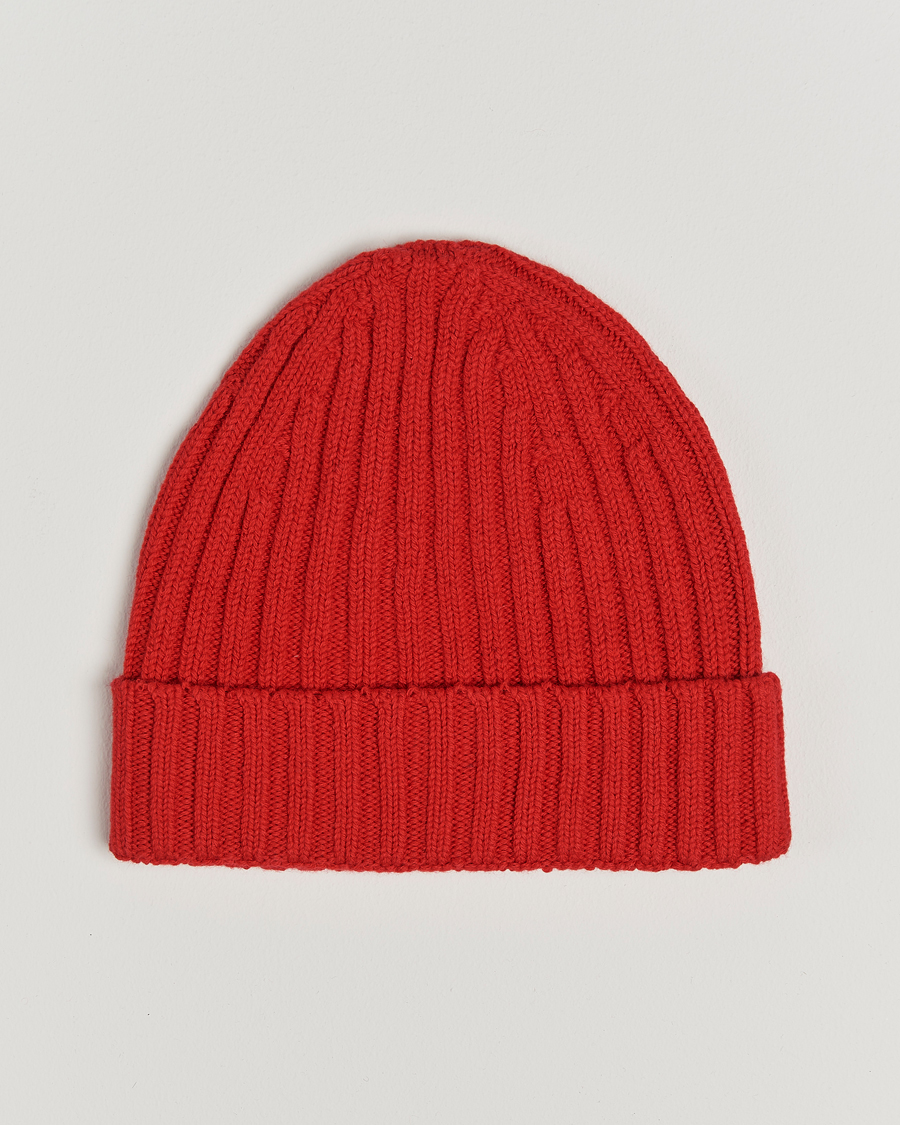 Herre | Stenströms Ribbed Cotton/Cashmere Hat Red | Stenströms | Ribbed Cotton/Cashmere Hat Red