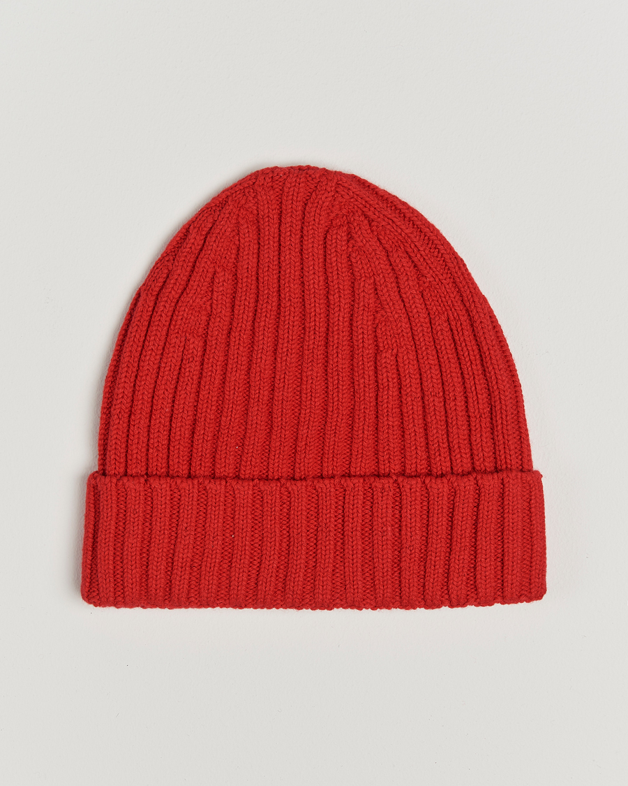 Herre | Stenströms Ribbed Cotton/Cashmere Hat Red | Stenströms | Ribbed Cotton/Cashmere Hat Red