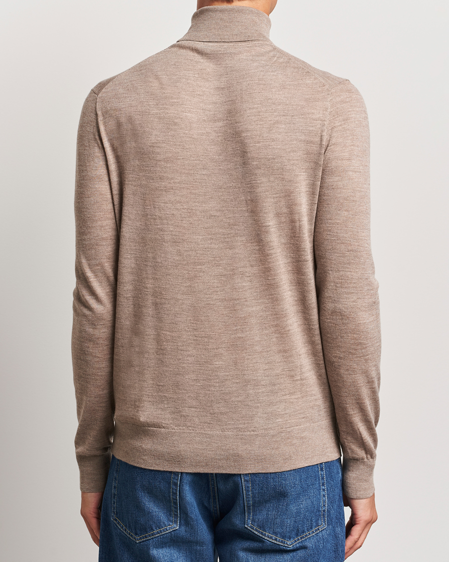 Herre | Trøjer | Tiger of Sweden | Nevile Extra Fine Merino Polo Beige Melange