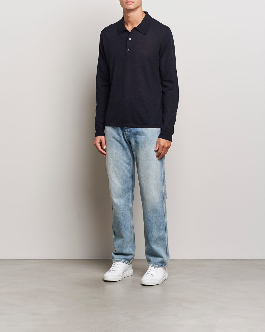 Herre | Trøjer | Tiger of Sweden | Eross Extra Fine Merino Poloshirt Light Ink