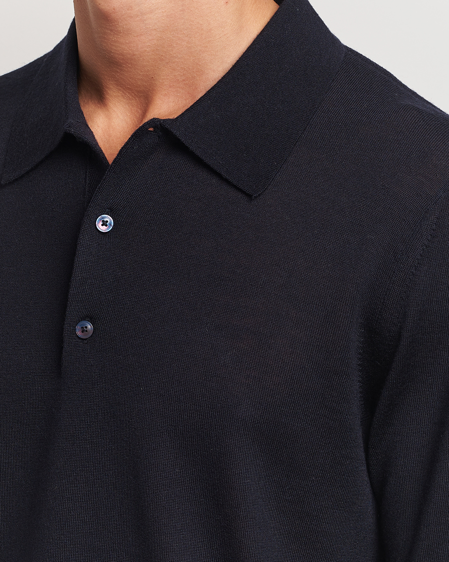 Herre | Trøjer | Tiger of Sweden | Eross Extra Fine Merino Poloshirt Light Ink