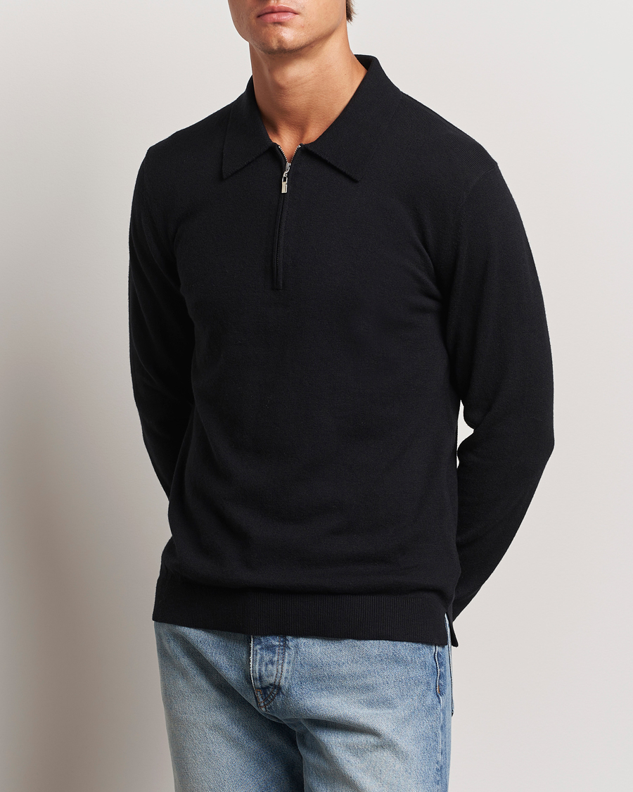 Herre | Trøjer | Tiger of Sweden | Orbit Wool/Cotton Half Zip Black