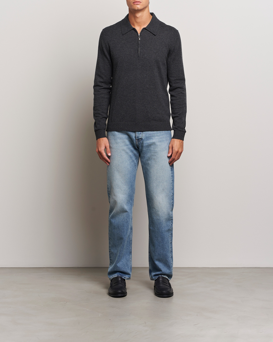 Herre | Trøjer | Tiger of Sweden | Orbit Wool/Cotton Half Zip Charcoal