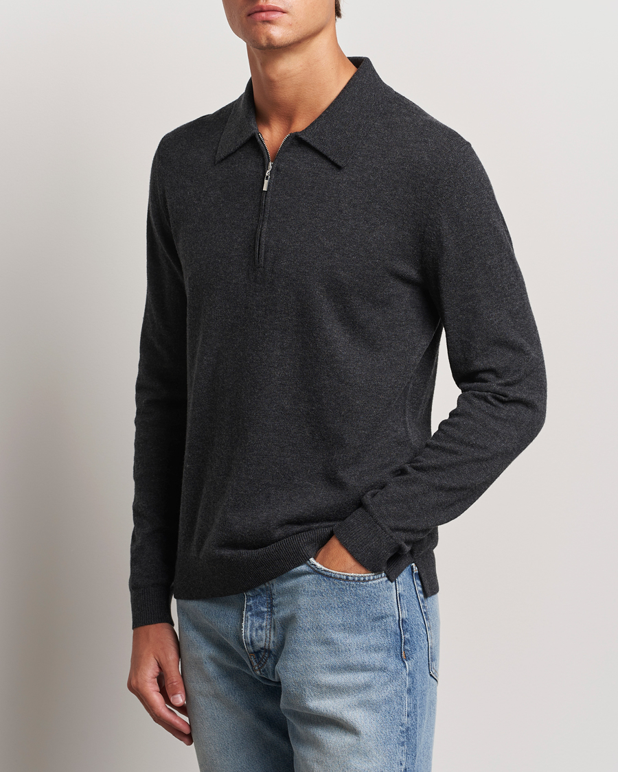Herre | Trøjer | Tiger of Sweden | Orbit Wool/Cotton Half Zip Charcoal
