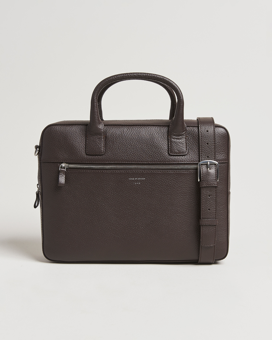 Herre | Tiger of Sweden Beckholmen Leather Briefcase Dark Brown | Tiger of Sweden | Beckholmen Leather Briefcase Dark Brown
