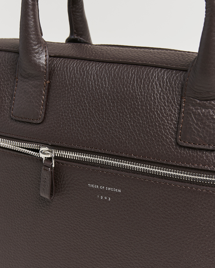 Herre | Tiger of Sweden Beckholmen Leather Briefcase Dark Brown | Tiger of Sweden | Beckholmen Leather Briefcase Dark Brown