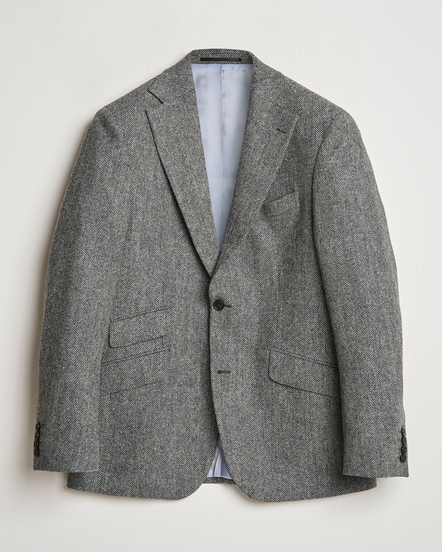 Herre | Blazere & jakker | Walker Slater | Edward Lambswool Herringbone Blazer Dark Grey