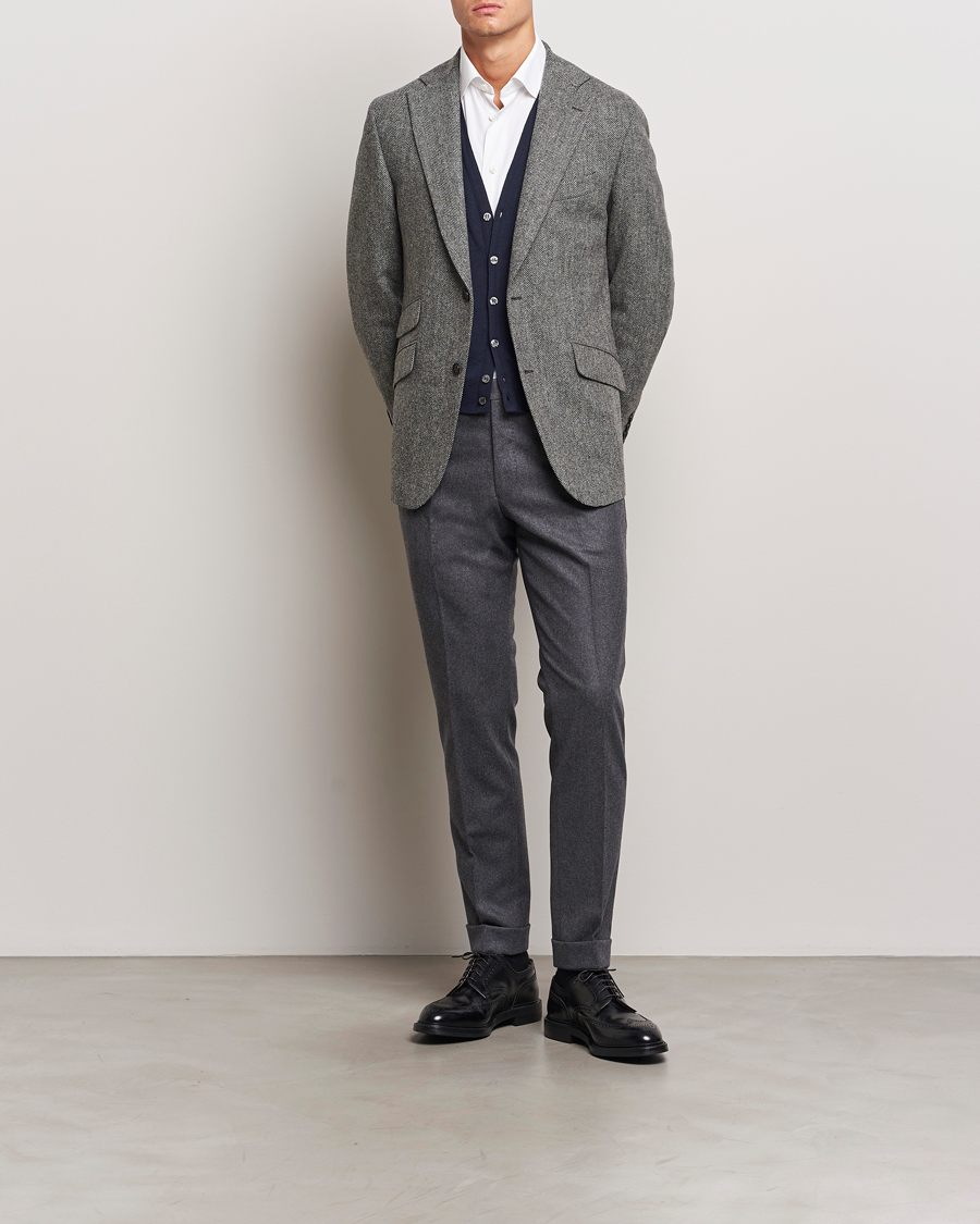 Herre | Blazere & jakker | Walker Slater | Edward Lambswool Herringbone Blazer Dark Grey