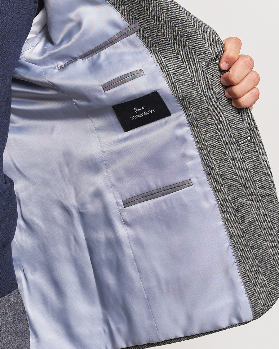 Herre | Blazere & jakker | Walker Slater | Edward Lambswool Herringbone Blazer Dark Grey