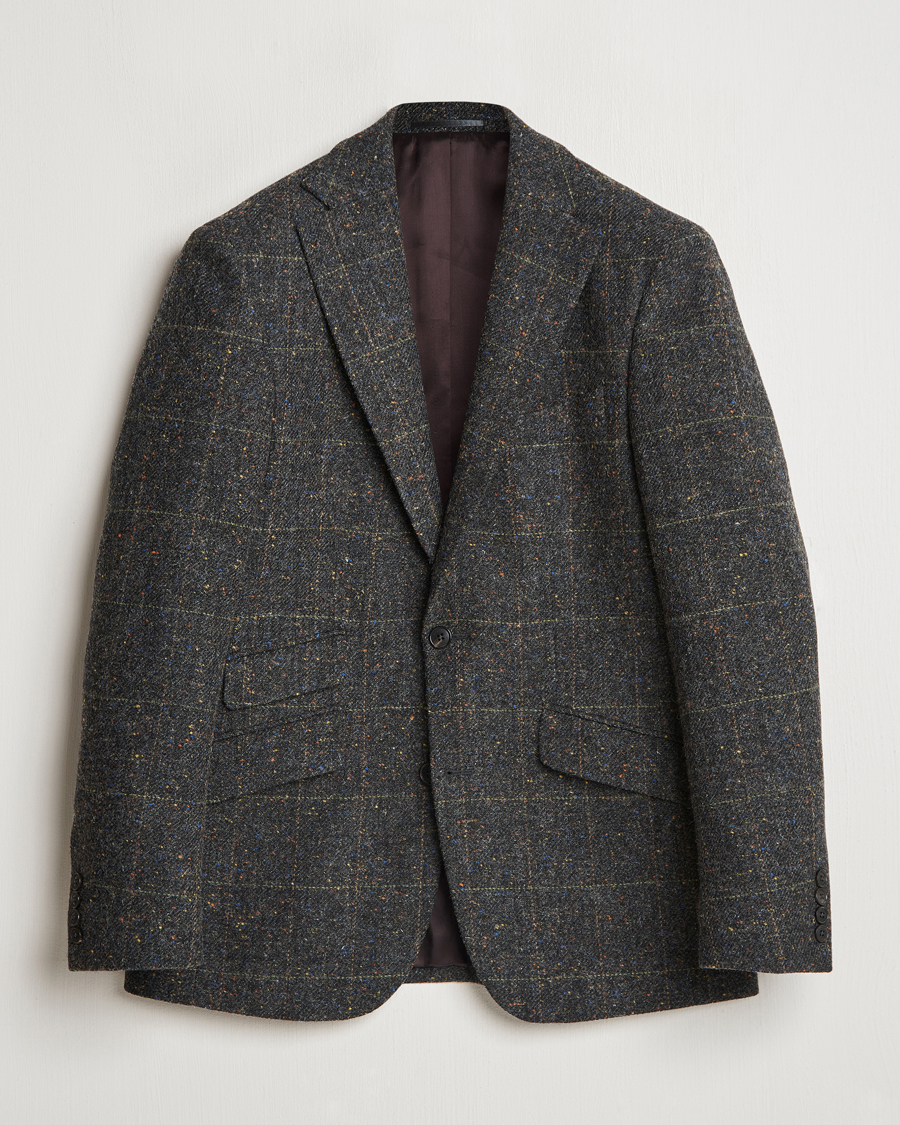 Herre | Blazere & jakker | Walker Slater | Edward Wool Donegal Windowpane Blazer Dark Grey