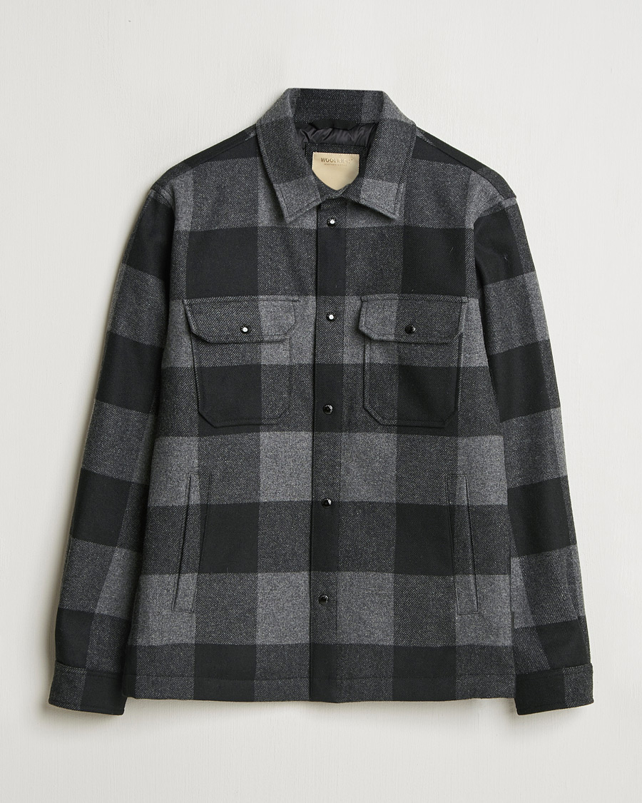 Herre | Jakker | Woolrich | Alaskan Melton Wool Overshirt Charcoal Buffalo