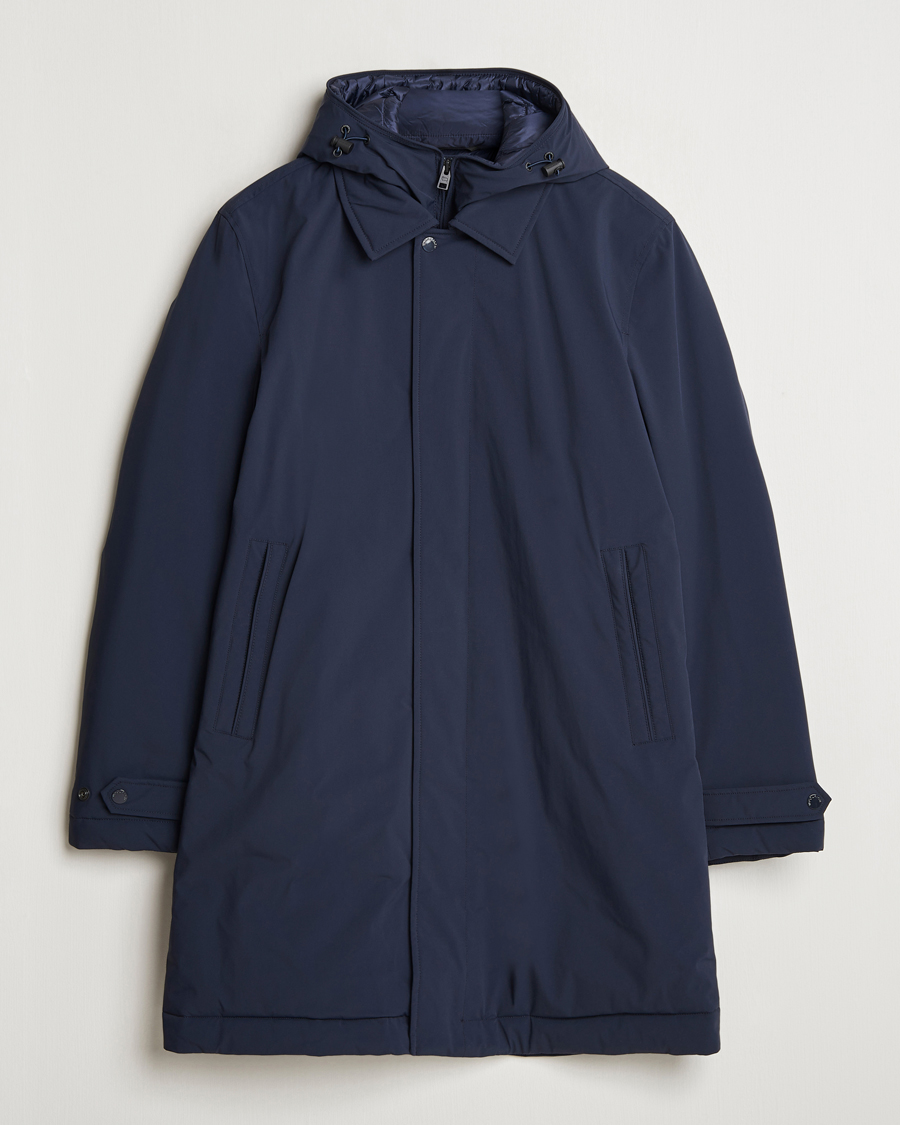 Herre | Jakker | Woolrich | Stretch 2 in 1 Padded Waterproof Carcoat Melton Blue