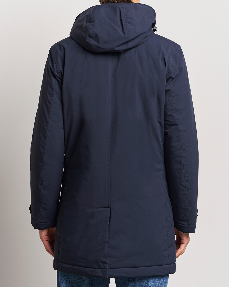 Herre | Jakker | Woolrich | Stretch 2 in 1 Padded Waterproof Carcoat Melton Blue