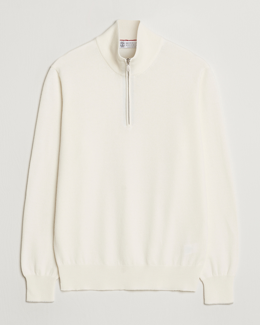 Herre | Trøjer | Brunello Cucinelli | 2 Ply Cashmere Half Zip Panama