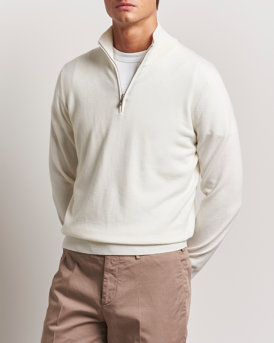 Herre | Trøjer | Brunello Cucinelli | 2 Ply Cashmere Half Zip Panama