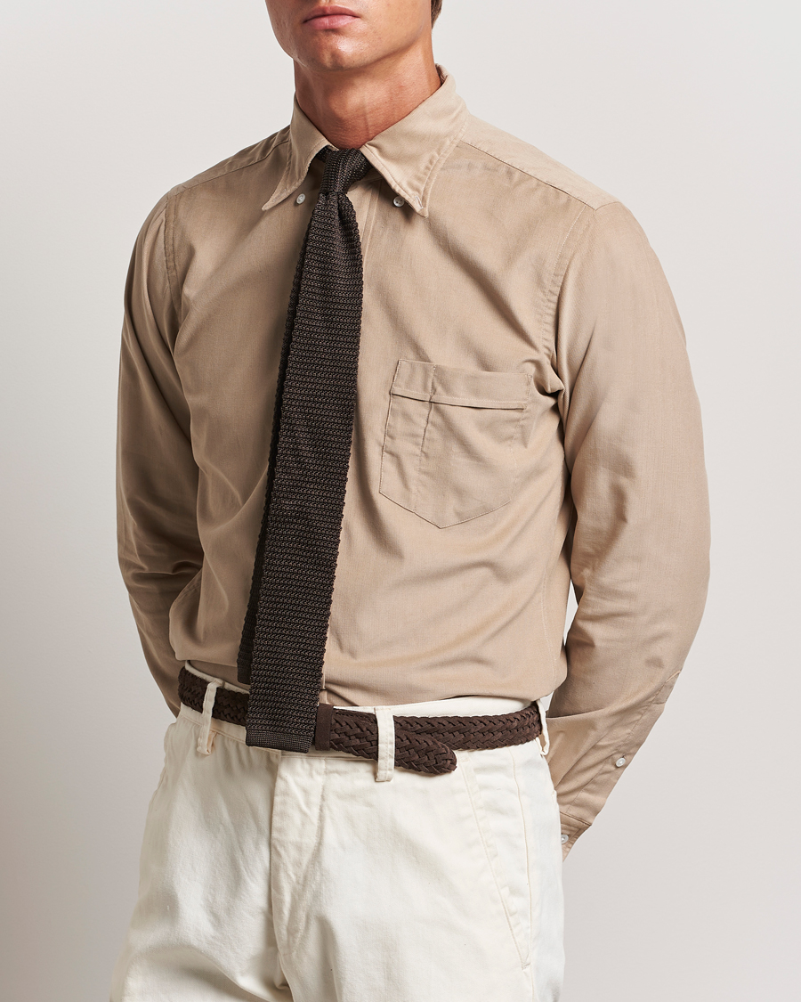 Herre | Skjorter | Drake's | Button Down Corduroy Shirt Ecru