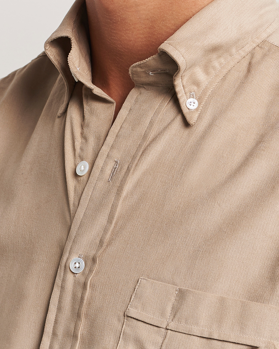 Herre | Skjorter | Drake's | Button Down Corduroy Shirt Ecru