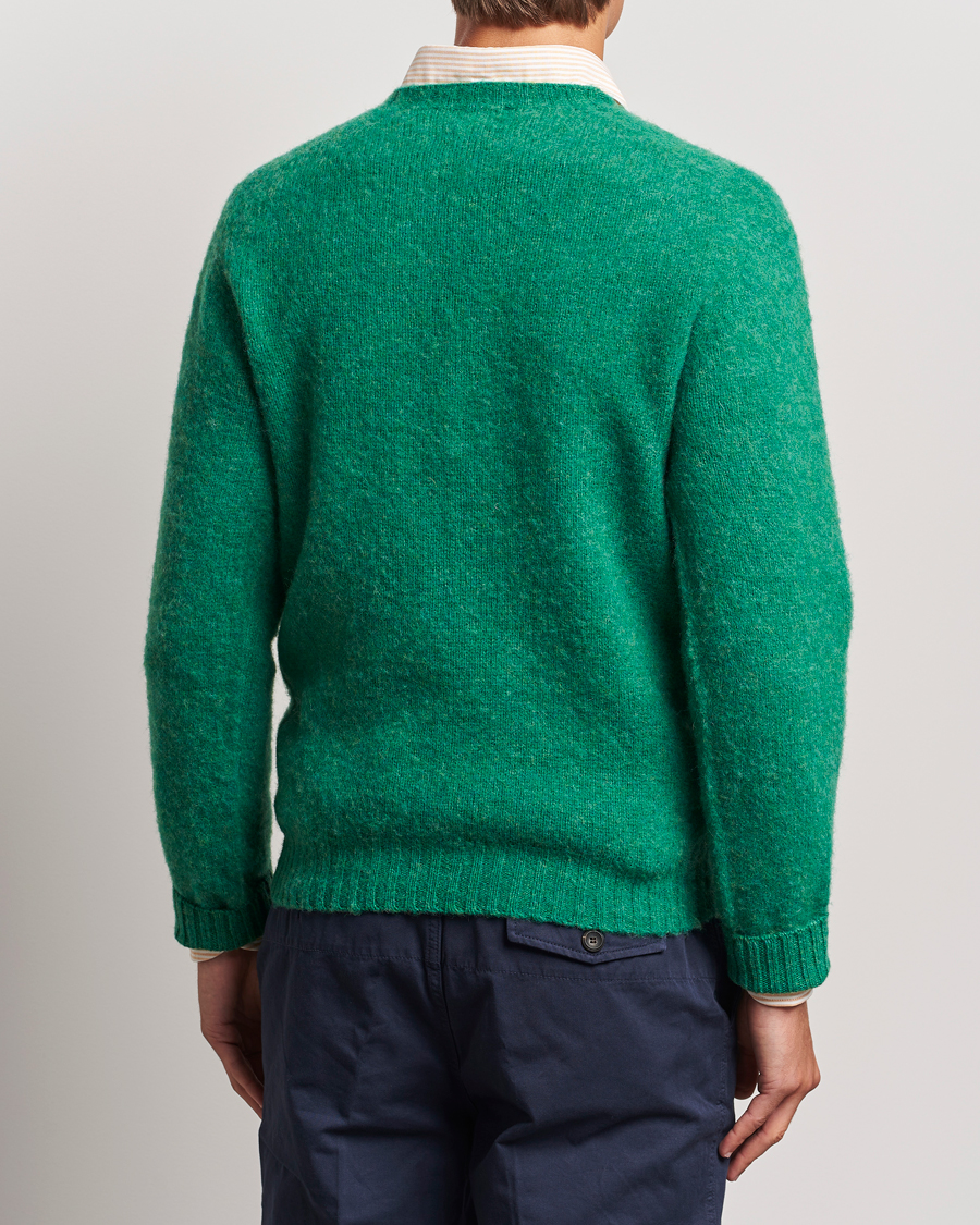 Herre | Trøjer | Drake's | Brushed Shetland Crew Pixie Green
