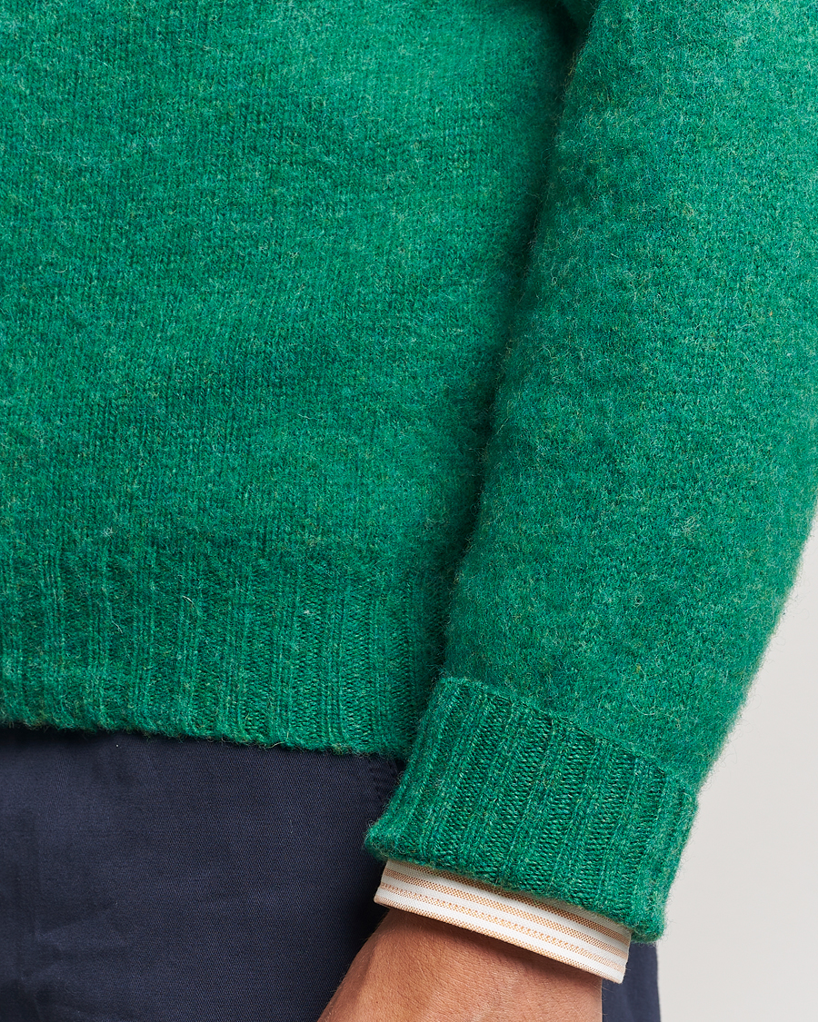 Herre | Trøjer | Drake's | Brushed Shetland Crew Pixie Green